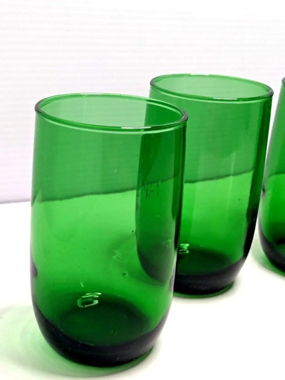 4 Anchor Hocking Forest Green Juice Tumblers 3 3/8